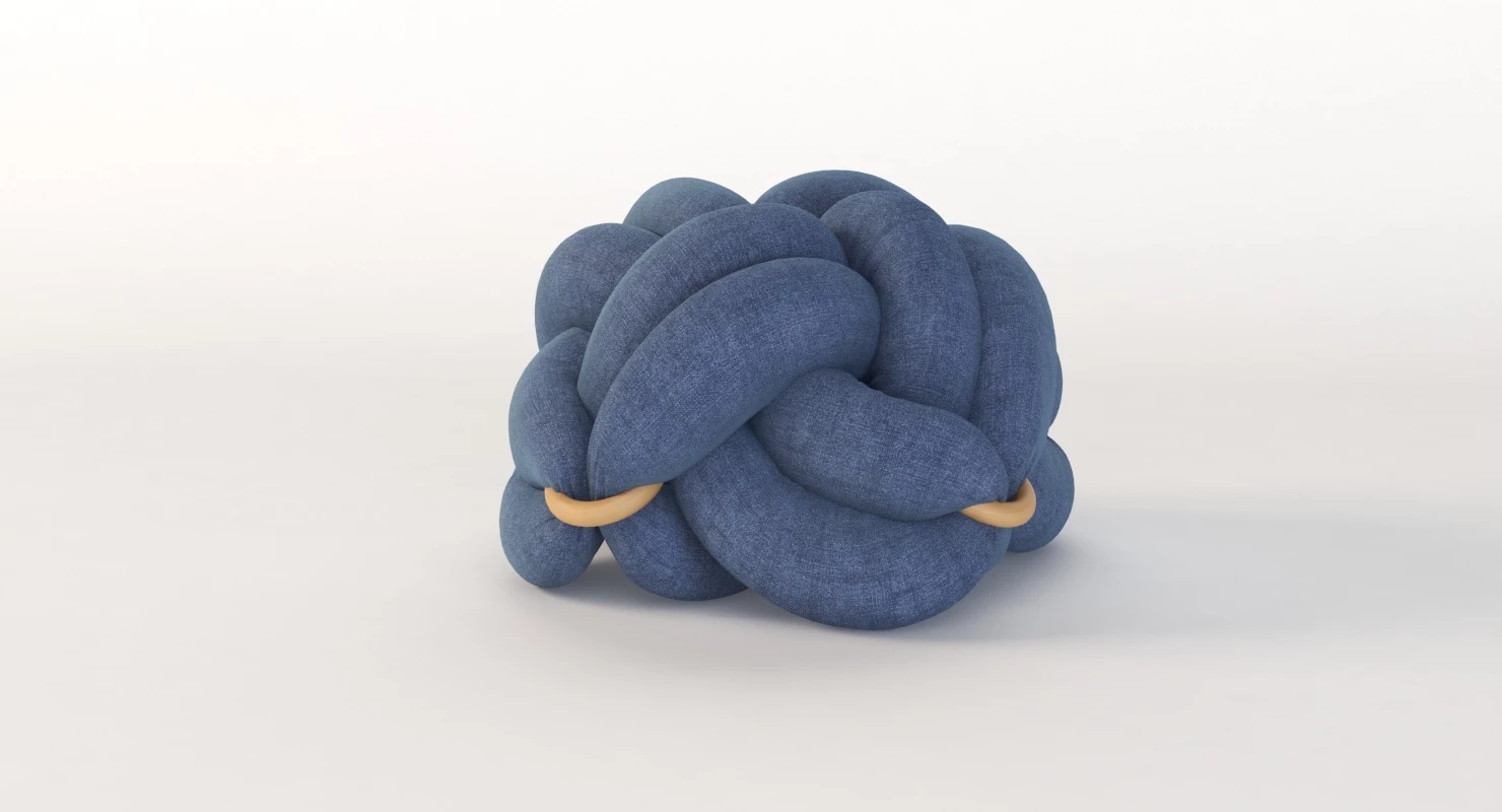 Upholstered Light Denim Knot Floor Cushion Pouf Stool 3D Model_07