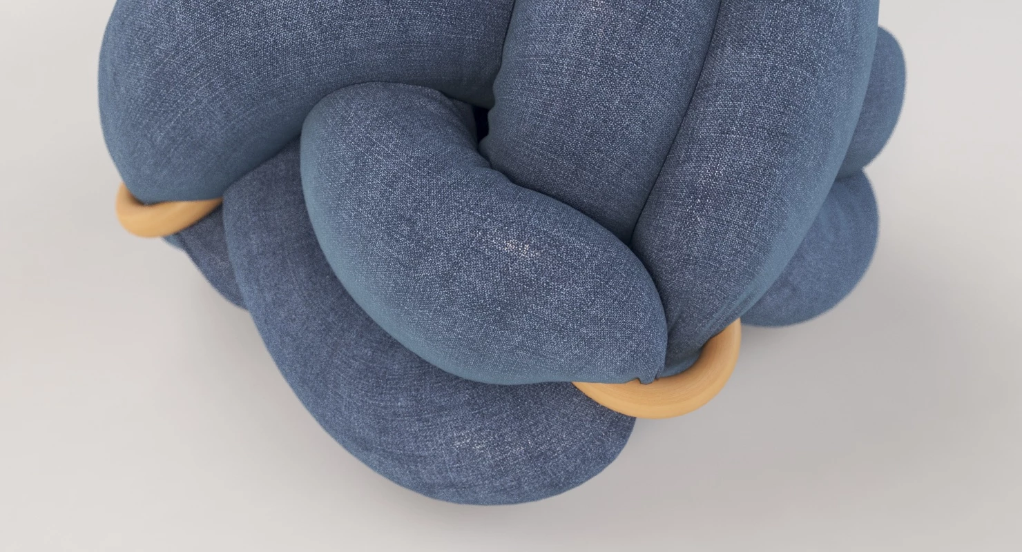 Upholstered Light Denim Knot Floor Cushion Pouf Stool 3D Model_04