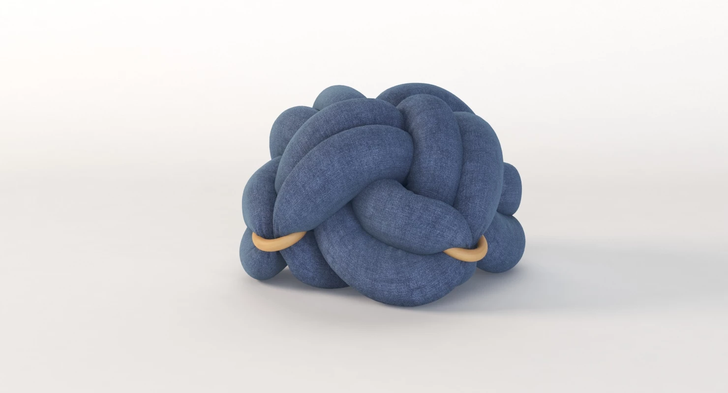 Upholstered Light Denim Knot Floor Cushion Pouf Stool 3D Model_05