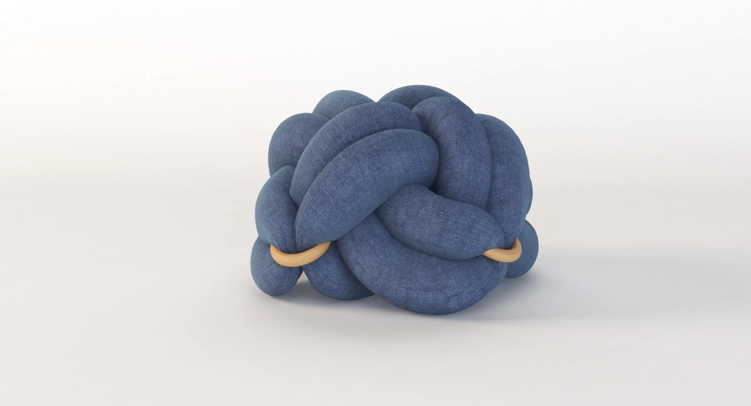 Upholstered Light Denim Knot Floor Cushion Pouf Stool 3D Model_010