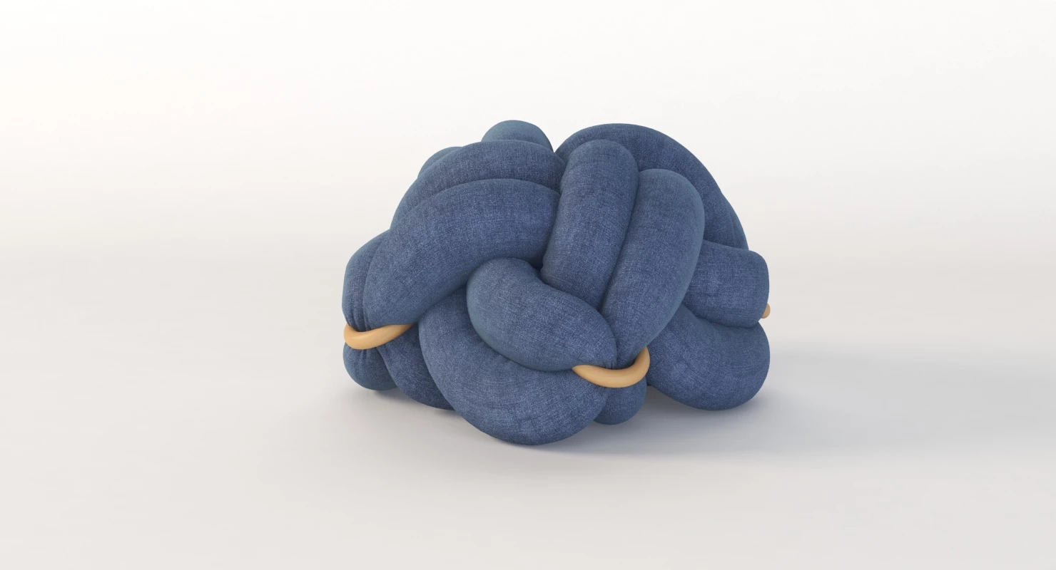 Upholstered Light Denim Knot Floor Cushion Pouf Stool 3D Model_011