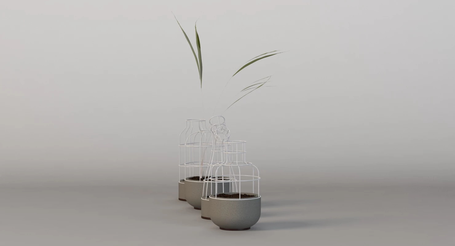 V4 Planter Vases Group for Table Top Decoration By Seung Yong Song 3D Model_09