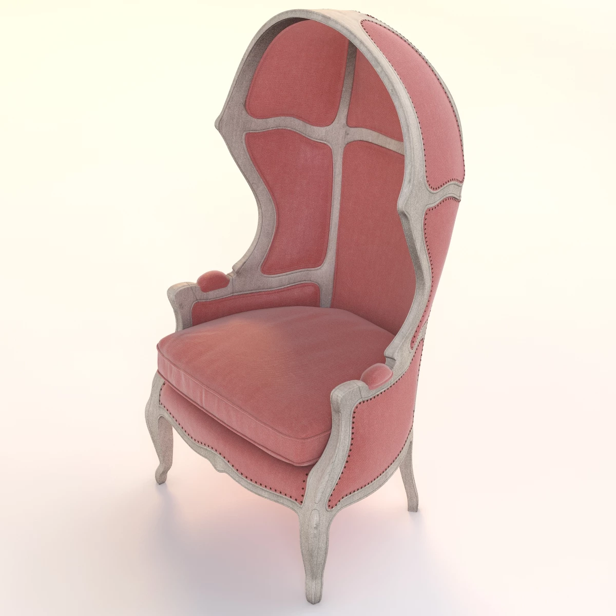 Versailles Burlap Backed Red Chair 3D Model_011