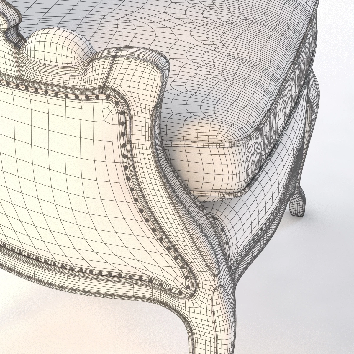 Versailles Burlap Backed Red Chair 3D Model_06
