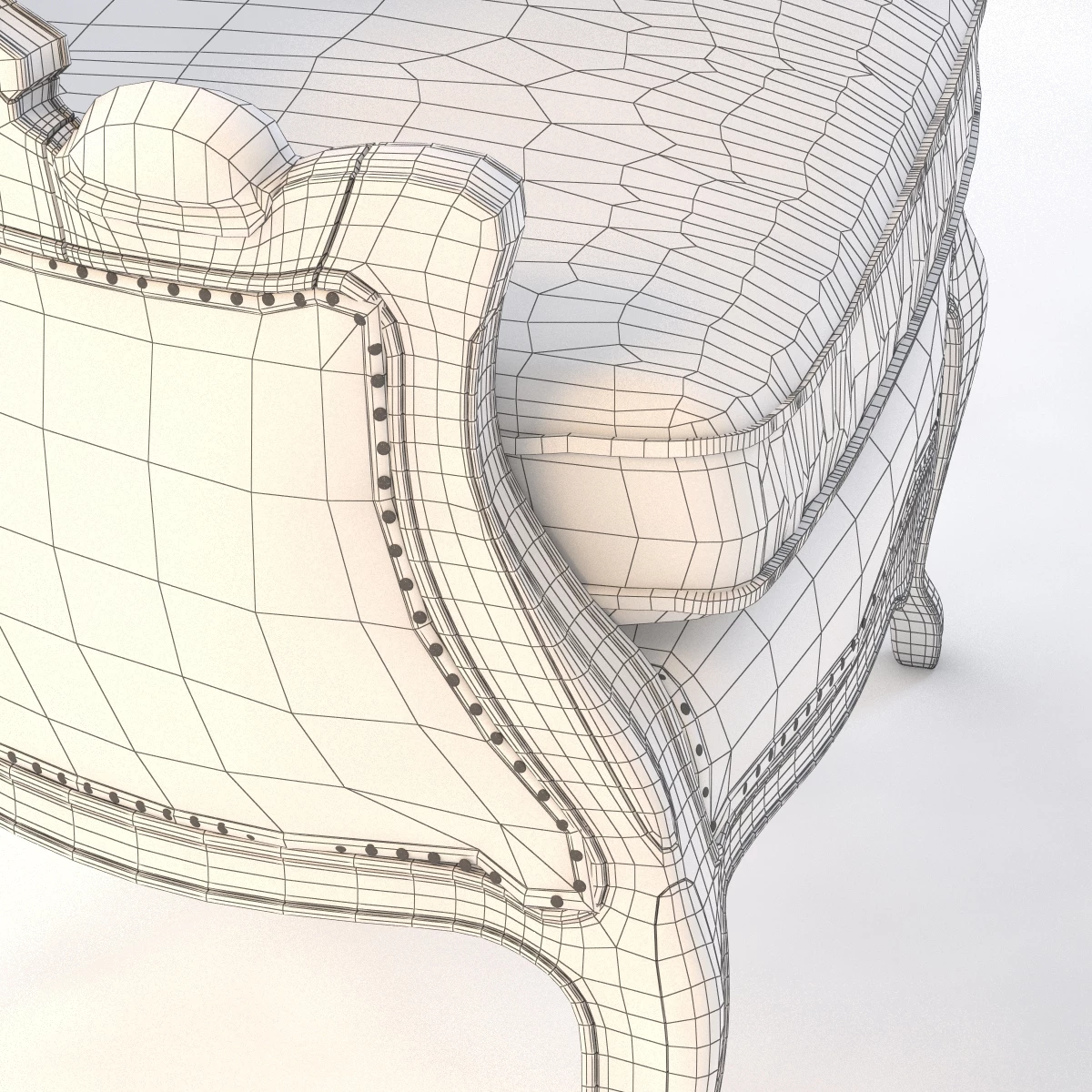 Versailles Burlap Backed Red Chair 3D Model_07