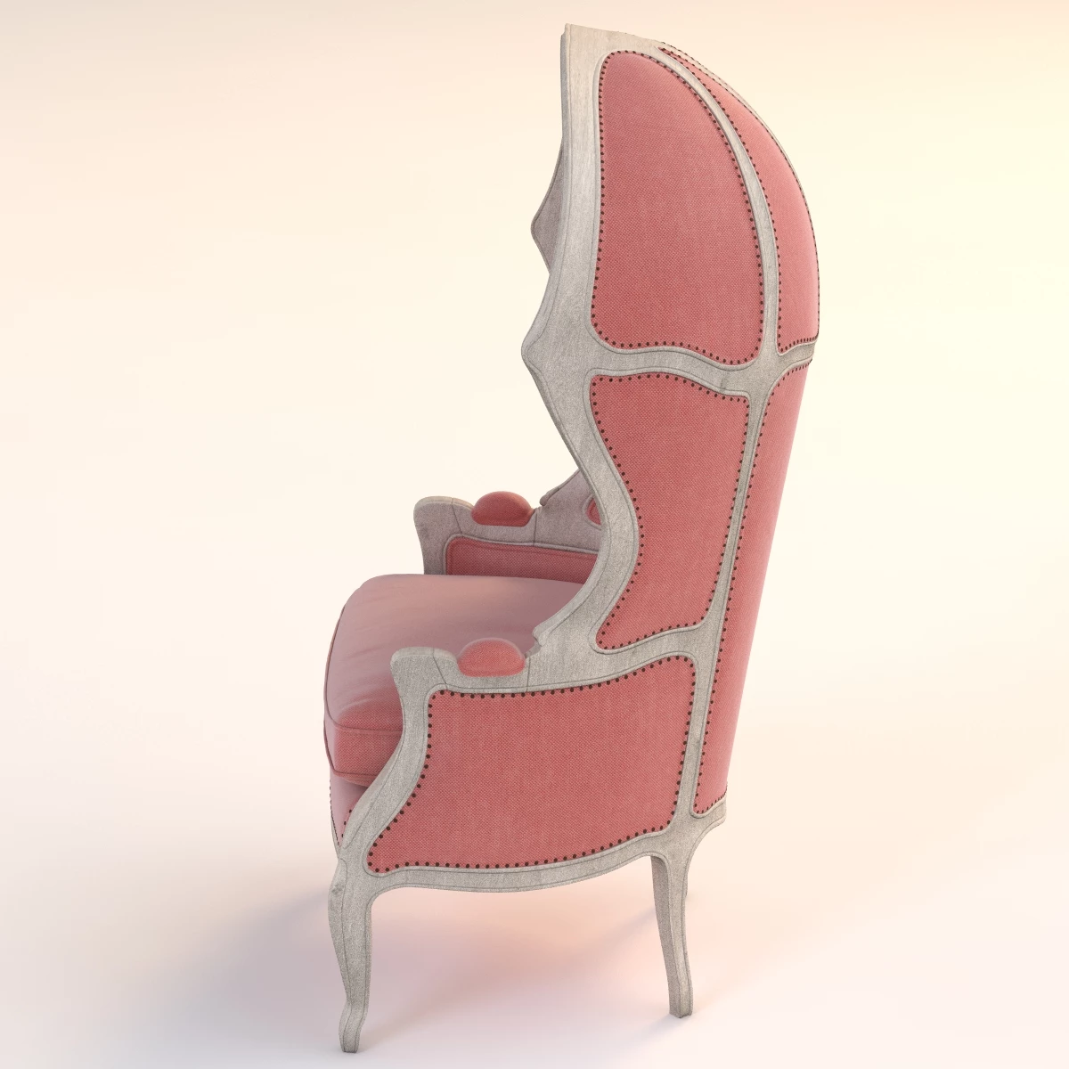 Versailles Burlap Backed Red Chair 3D Model_012