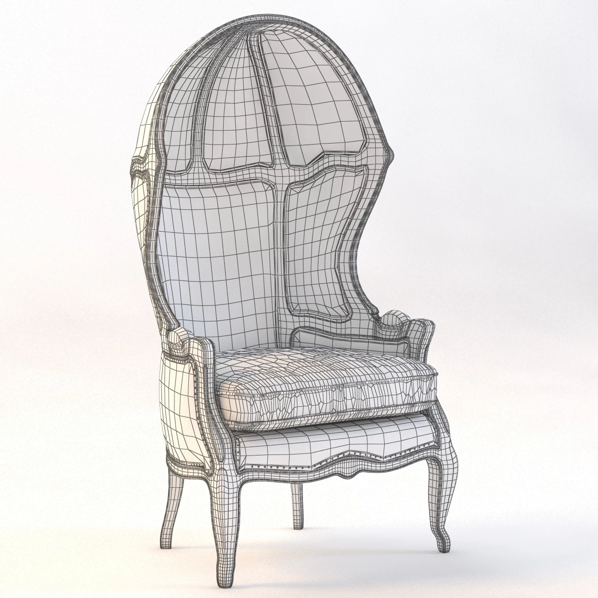 Versailles Burlap Backed Red Chair 3D Model_04