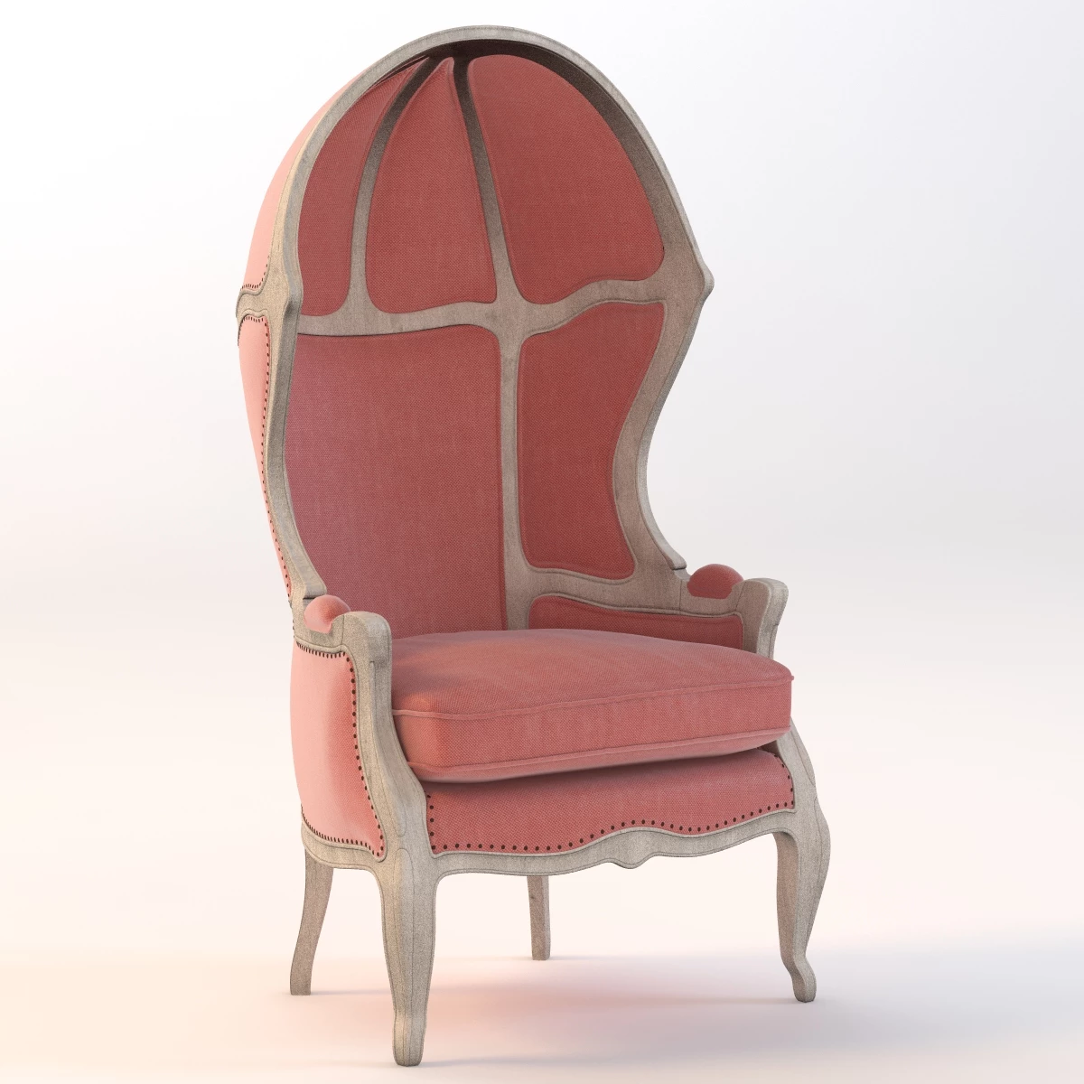Versailles Burlap Backed Red Chair 3D Model_01