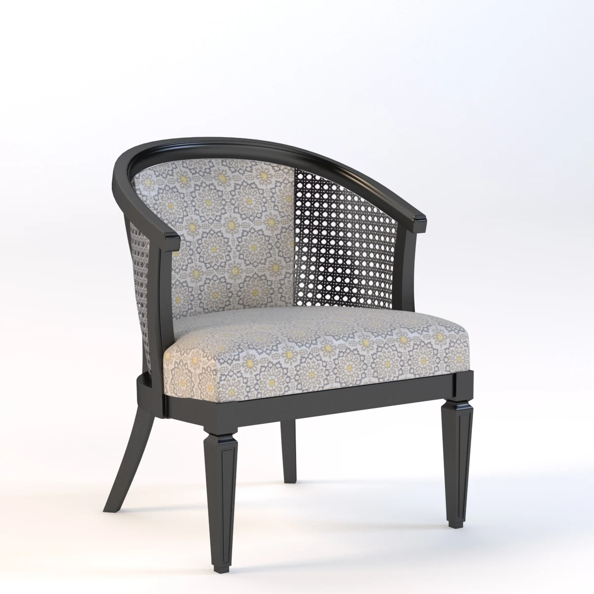 Woven Wonders Barrel Back Caned Club Chair 3D Model_01
