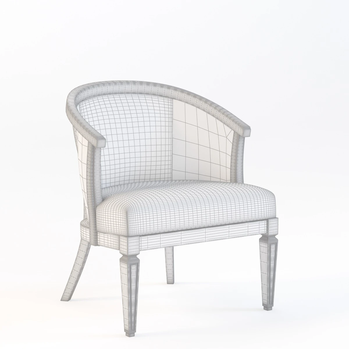 Woven Wonders Barrel Back Caned Club Chair 3D Model_03