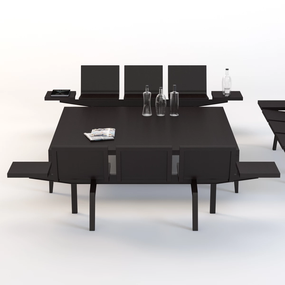 Trienal Three Seater Bench With Table 3D Model_04