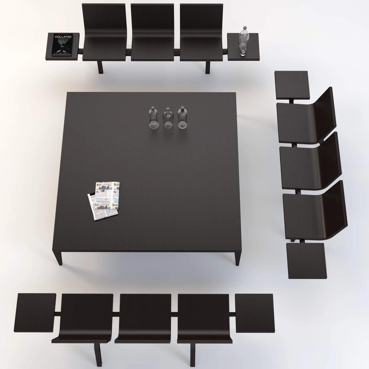 Trienal Three Seater Bench With Table 3D Model_06