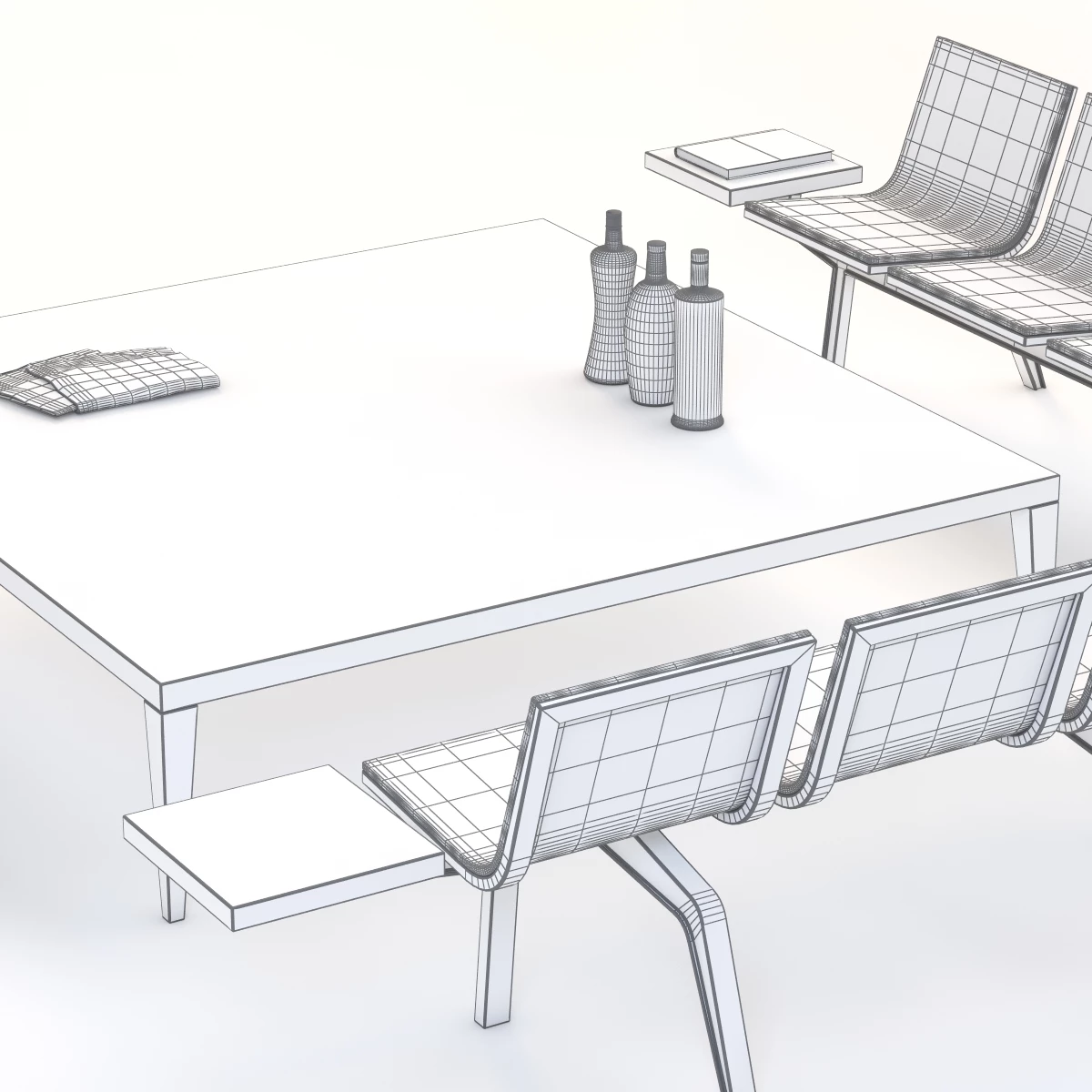 Trienal Three Seater Bench With Table 3D Model_011