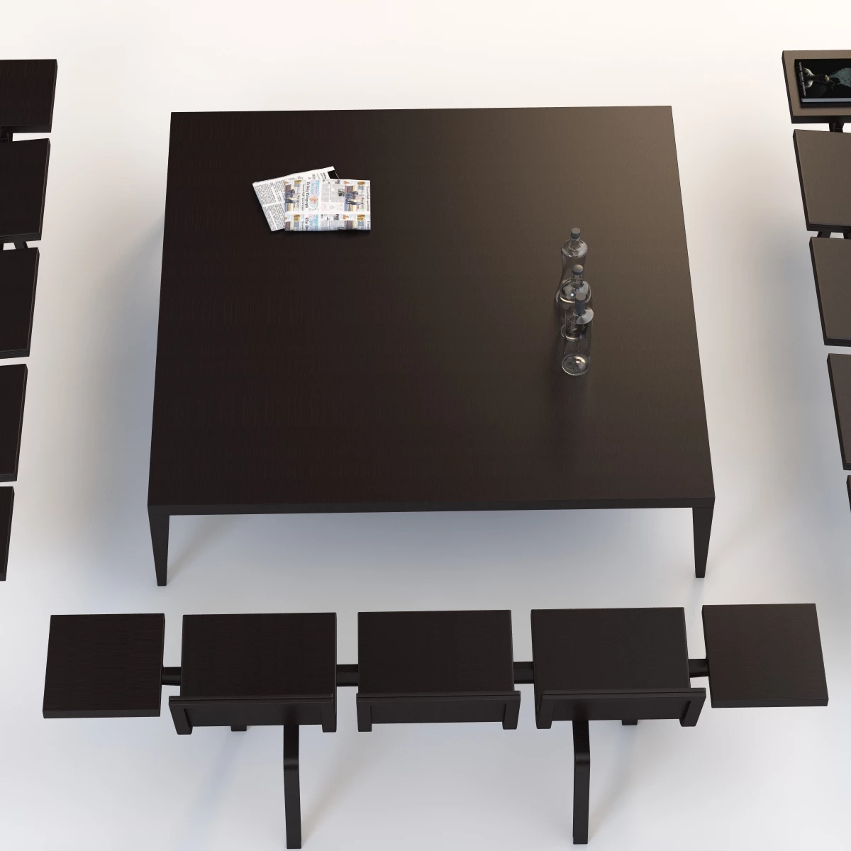 Trienal Three Seater Bench With Table 3D Model_07