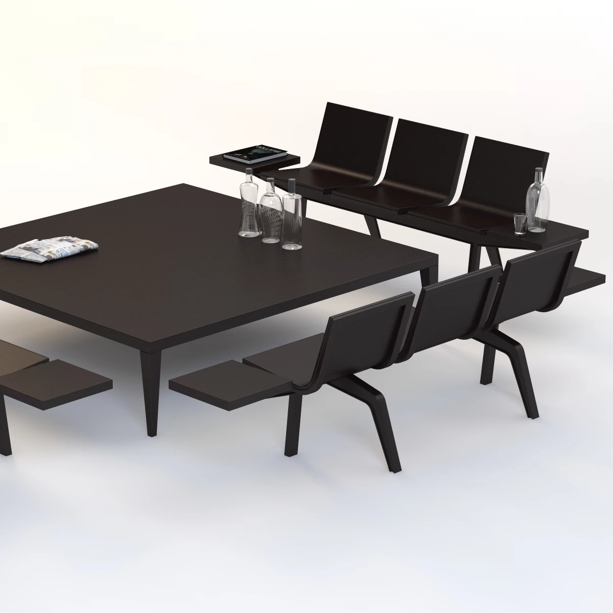 Trienal Three Seater Bench With Table 3D Model_05