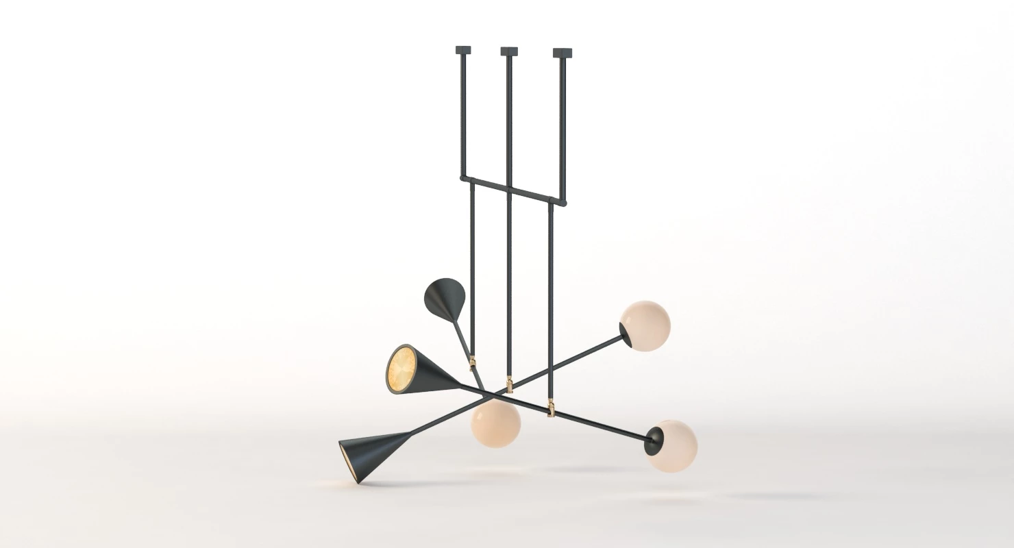 Trio Spear Light Contemporary Chandelier 3D Model_09