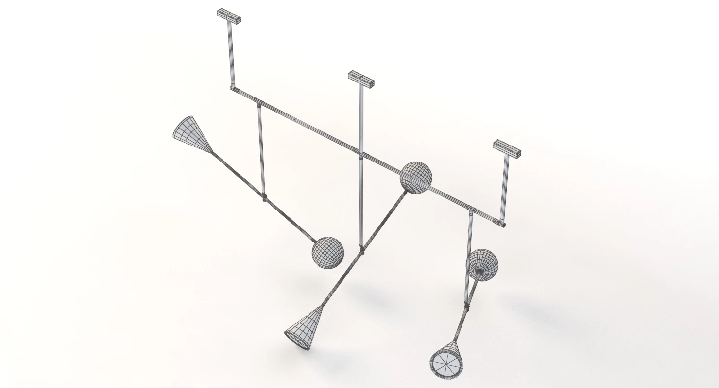 Trio Spear Light Contemporary Chandelier 3D Model_012