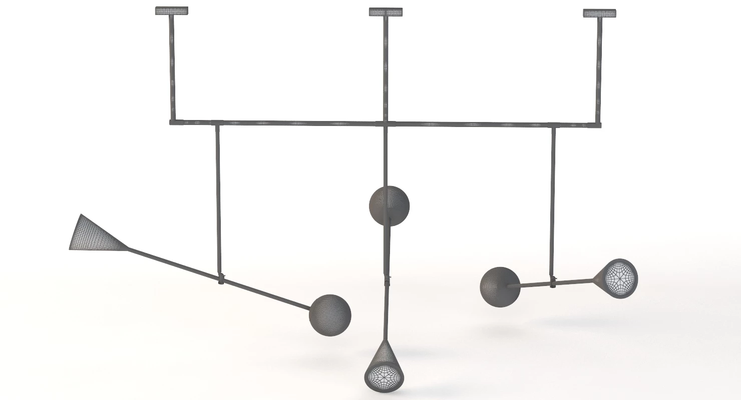 Trio Spear Light Contemporary Chandelier 3D Model_013