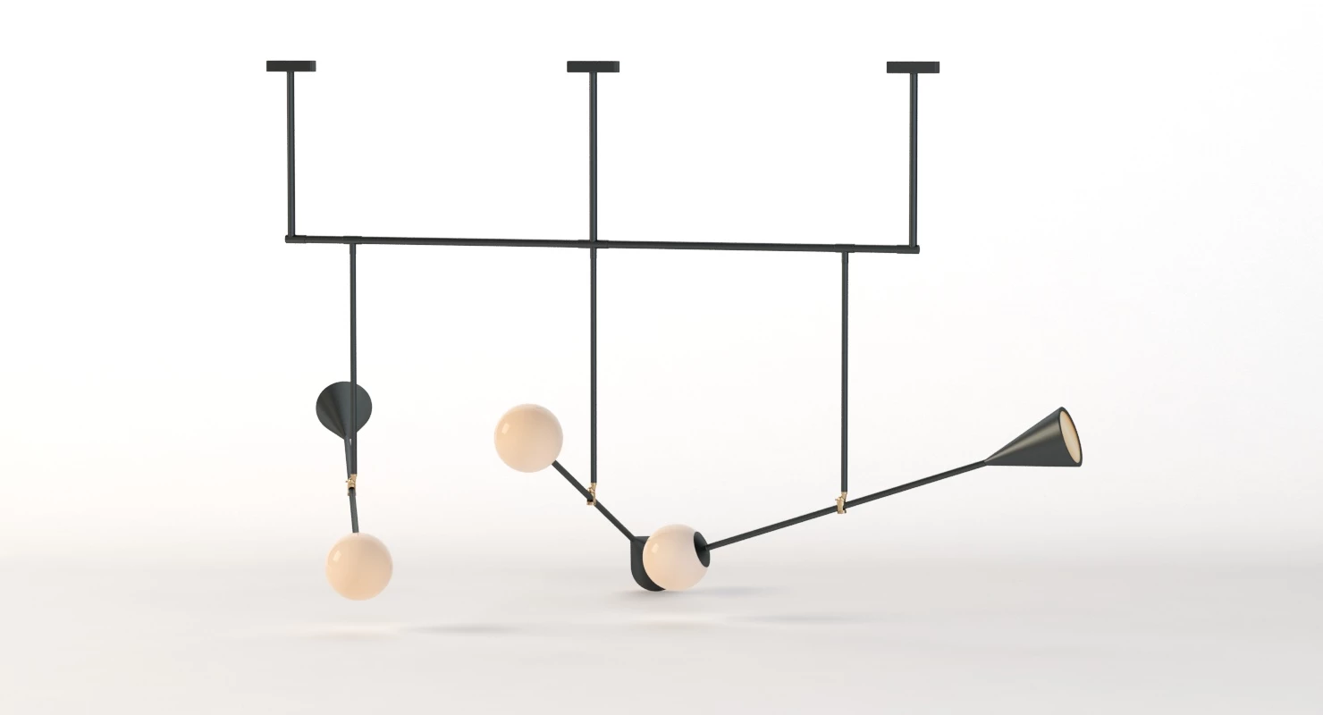 Trio Spear Light Contemporary Chandelier 3D Model_07