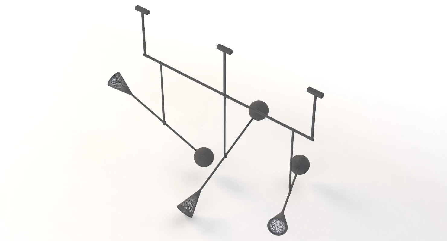 Trio Spear Light Contemporary Chandelier 3D Model_014