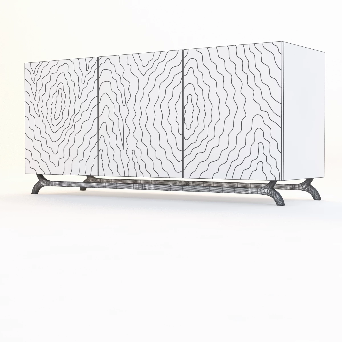 FAUX BOIS THREE DOOR CONSOLE 3D Model_06