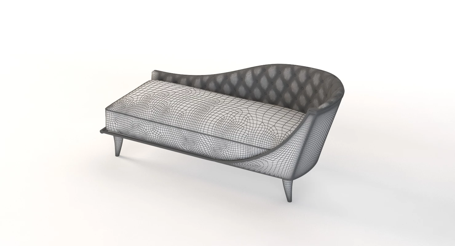 Grand 1940s French Tufted Classic Luxury Sycamore Chaise 3D Model_012