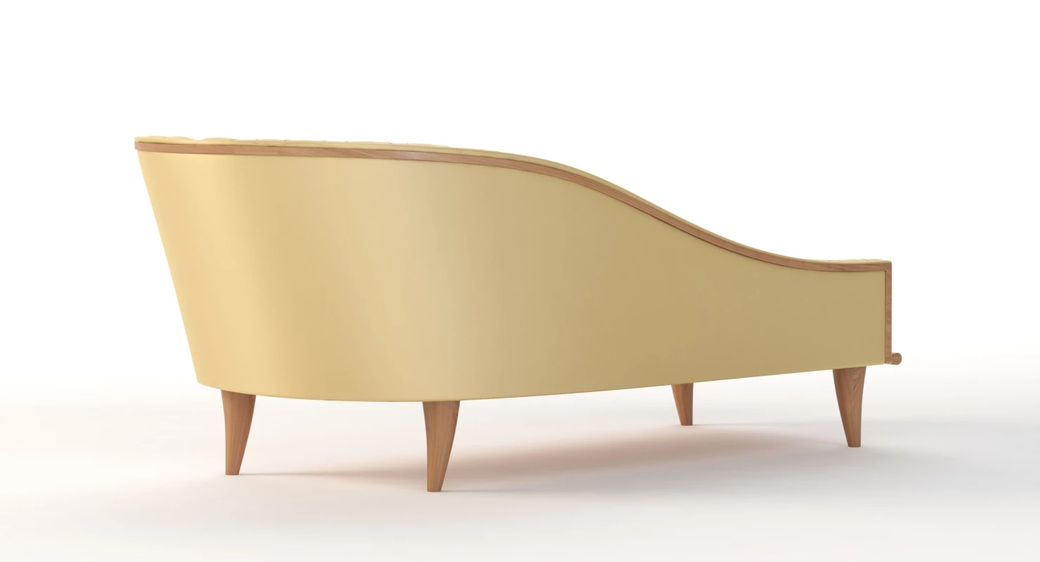 Grand 1940s French Tufted Classic Luxury Sycamore Chaise 3D Model_08