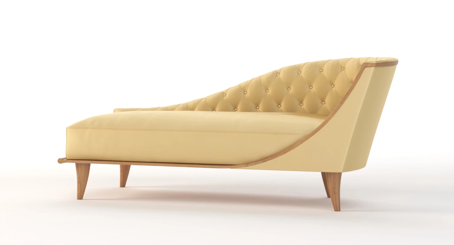 Grand 1940s French Tufted Classic Luxury Sycamore Chaise 3D Model_010