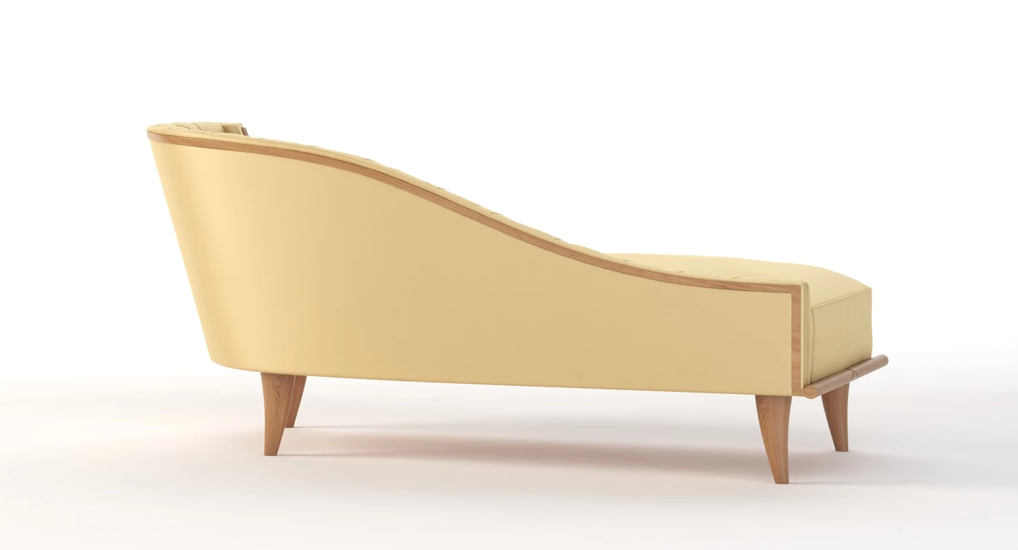 Grand 1940s French Tufted Classic Luxury Sycamore Chaise 3D Model_07