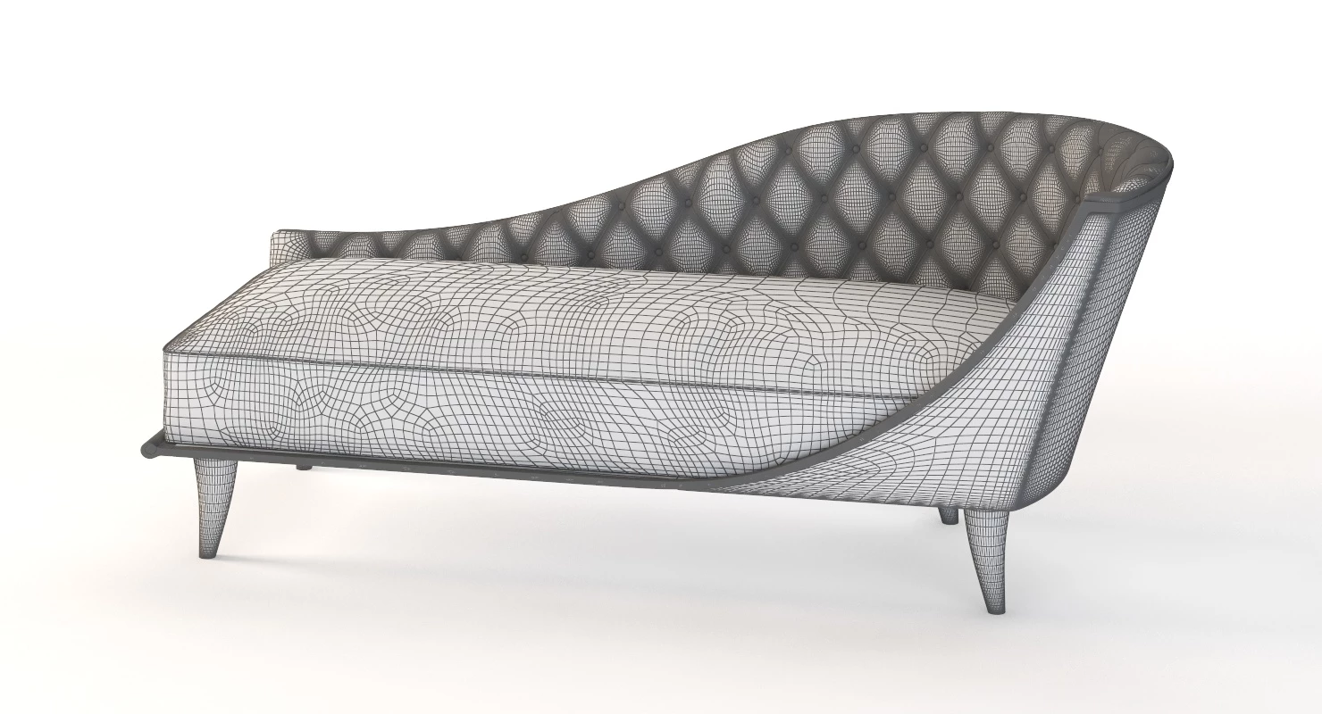 Grand 1940s French Tufted Classic Luxury Sycamore Chaise 3D Model_011