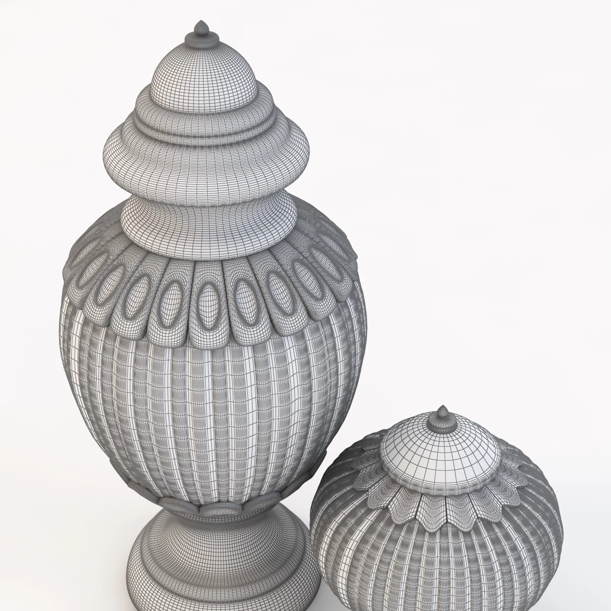 Marquetry Bone Covered Jars 3D Model_010