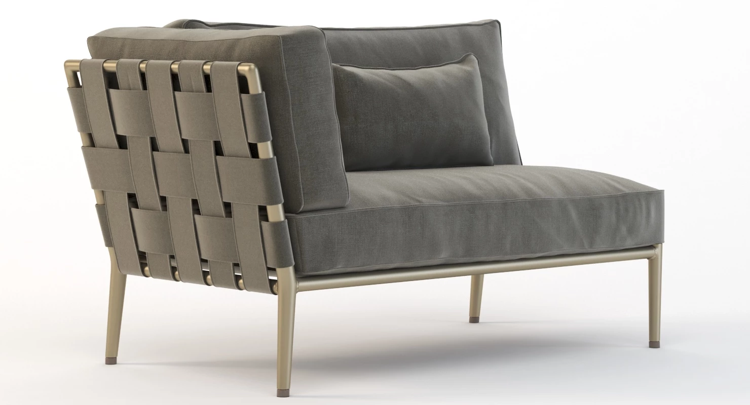 Cane Line Conic Moduler Sofa Left Sectional Chaise 3D Model_08