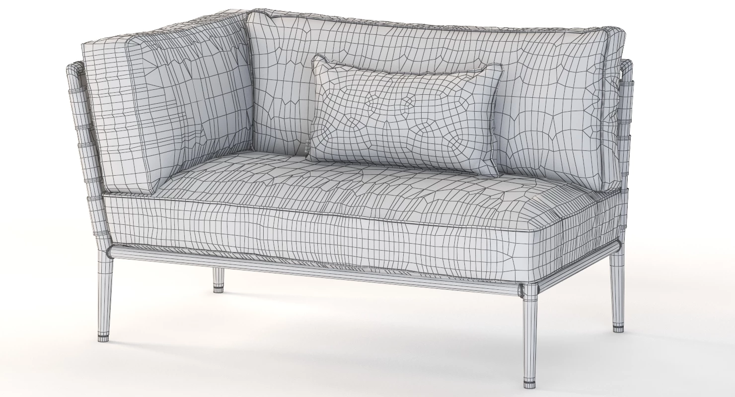 Cane Line Conic Moduler Sofa Left Sectional Chaise 3D Model_04