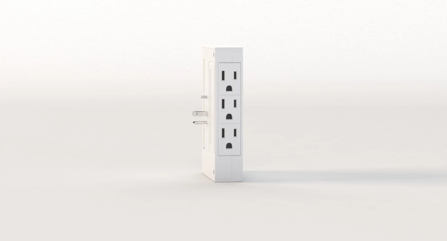 Bestten 6 Outlet Side Wall Adapter Tap Surge Protector with USB Charging Ports 3D Model_06