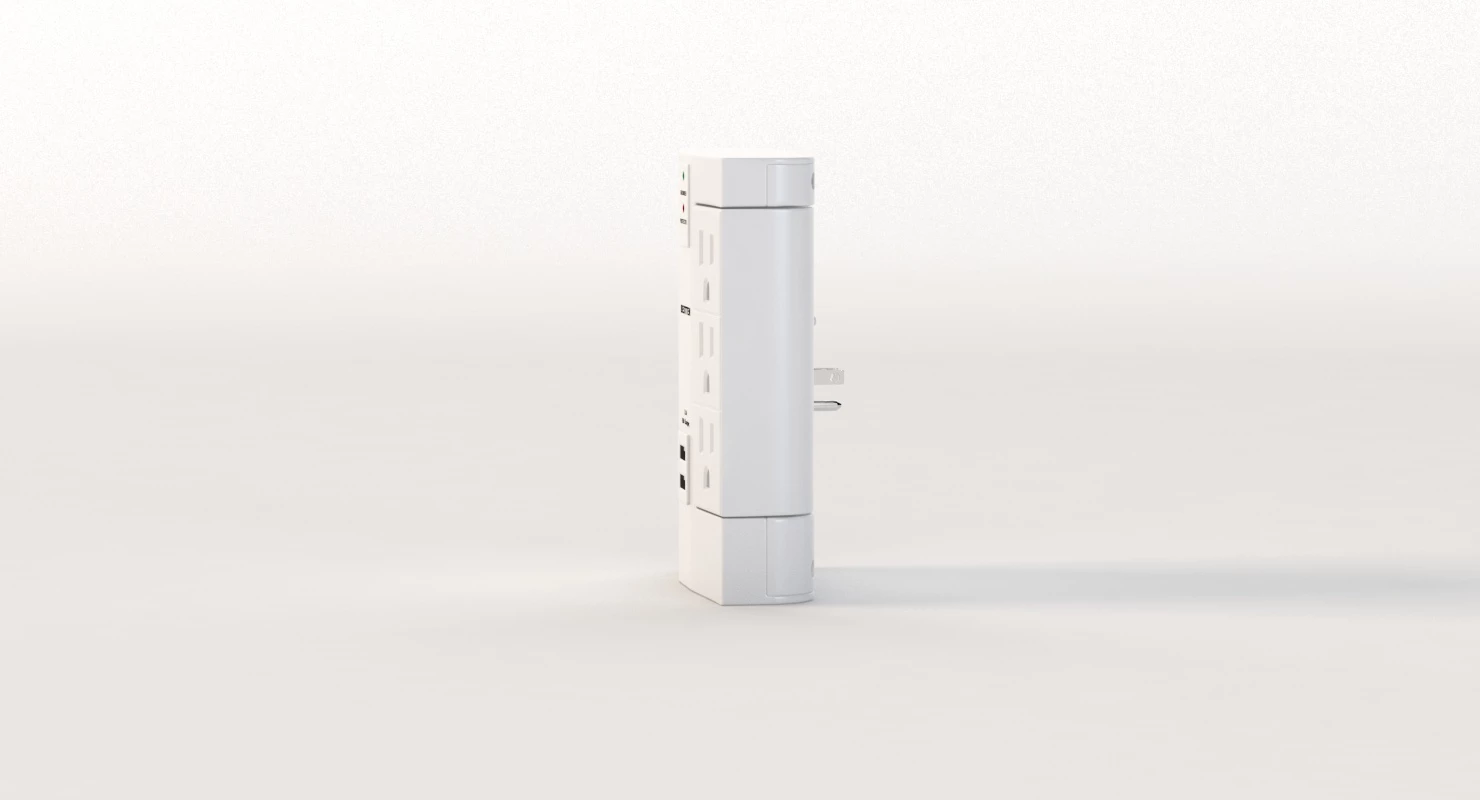 Bestten 6 Outlet Side Wall Adapter Tap Surge Protector with USB Charging Ports 3D Model_09