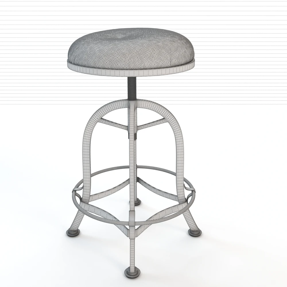 Adjustable Industrial Bar Stool 3D Model_06