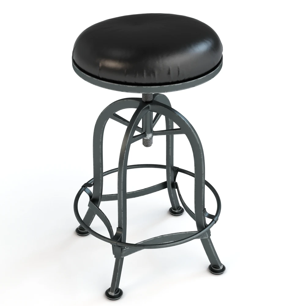 Adjustable Industrial Bar Stool 3D Model_03