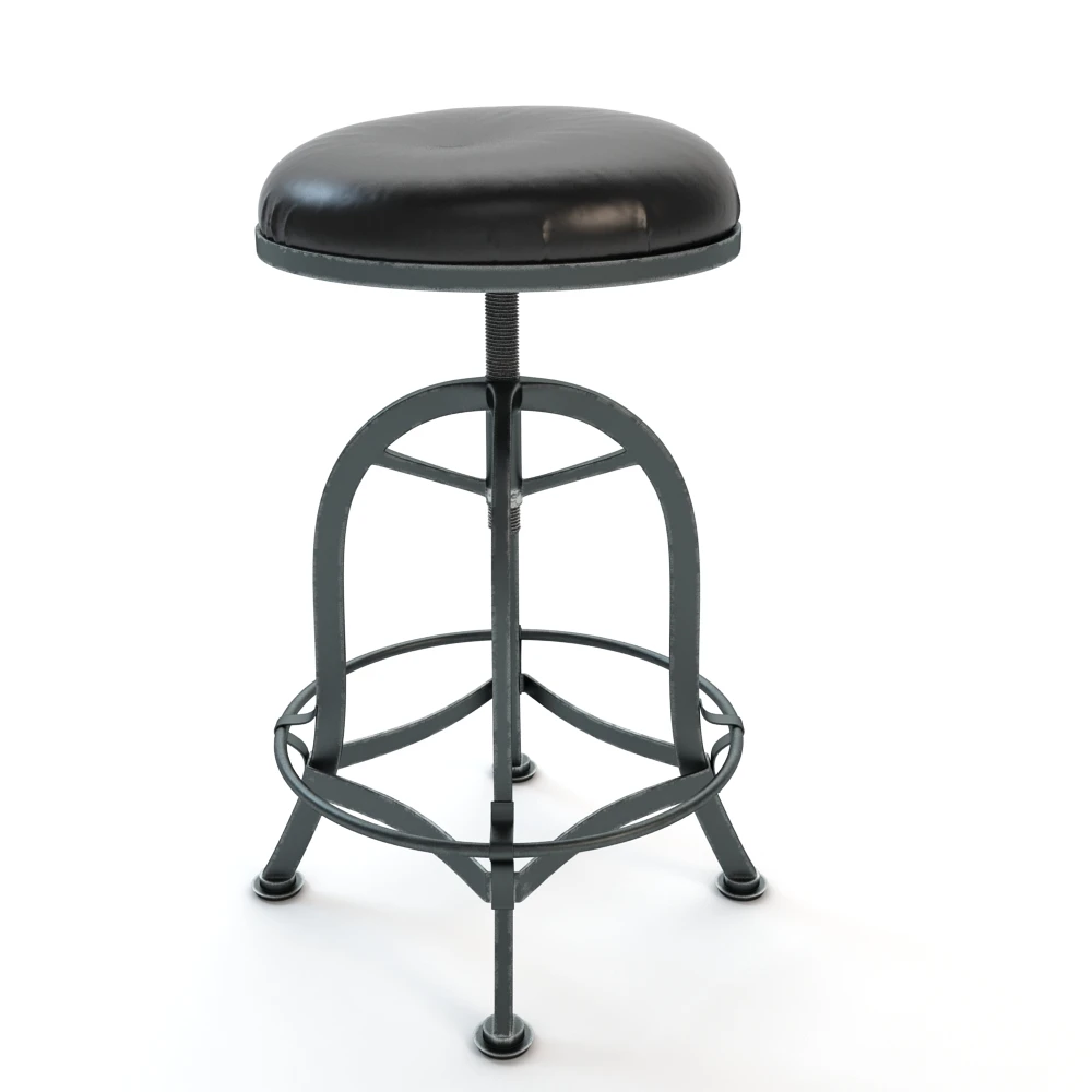 Adjustable Industrial Bar Stool 3D Model_01