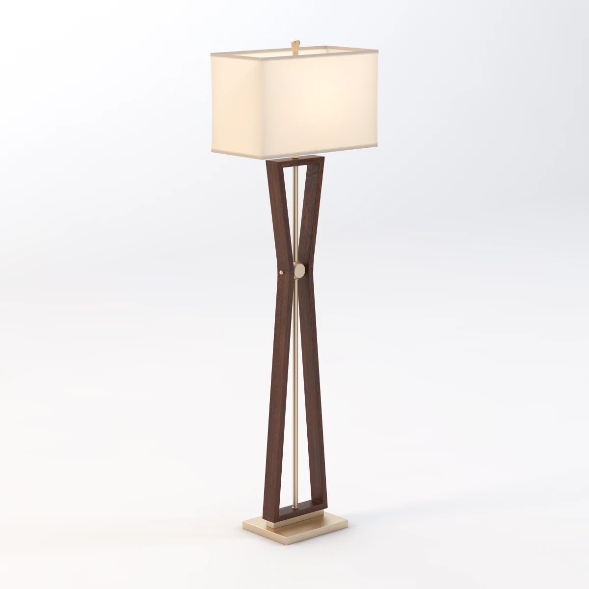 Benzara Classy Styled Wood Stainless Steel Floor Lamp 3D Model_01