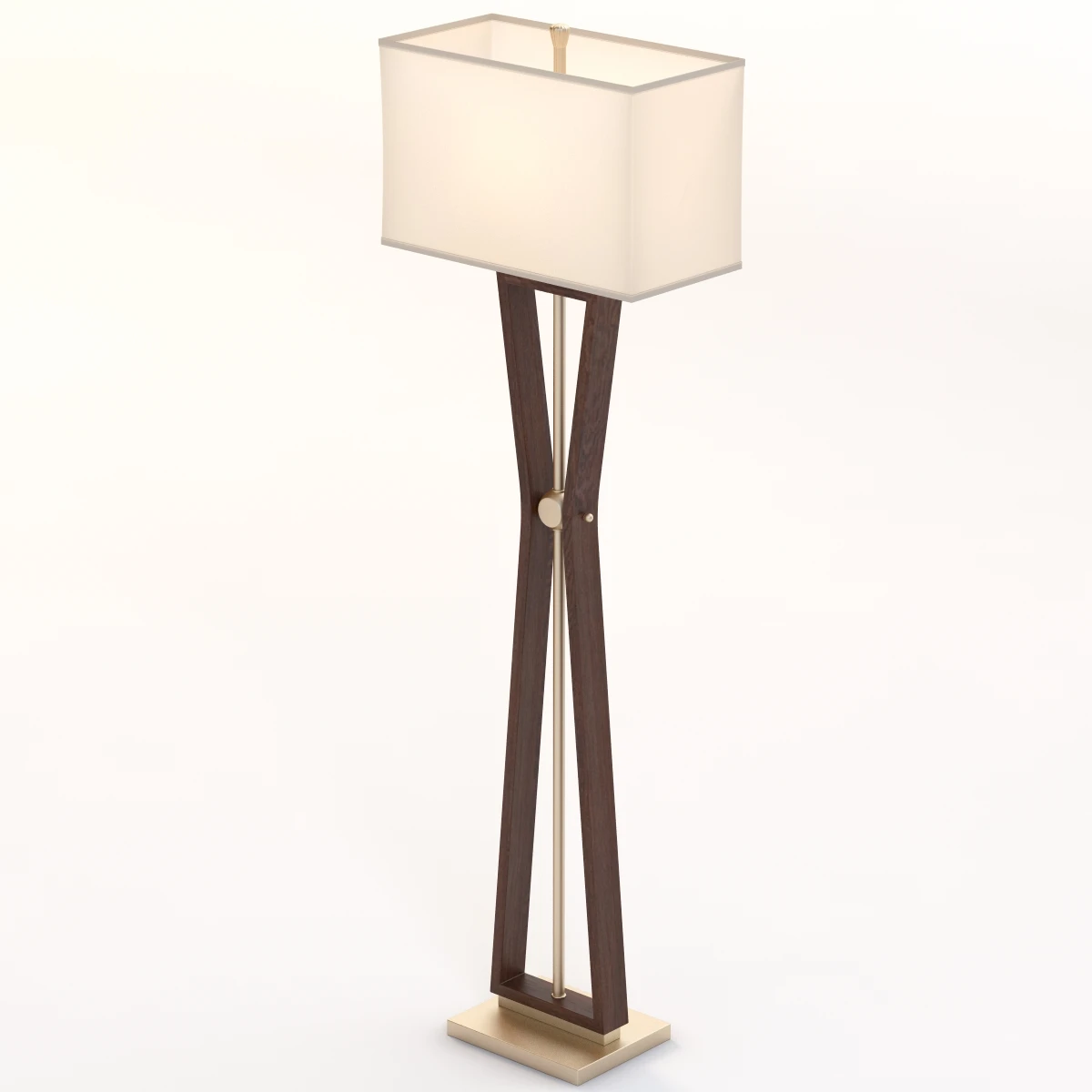 Benzara Classy Styled Wood Stainless Steel Floor Lamp 3D Model_05