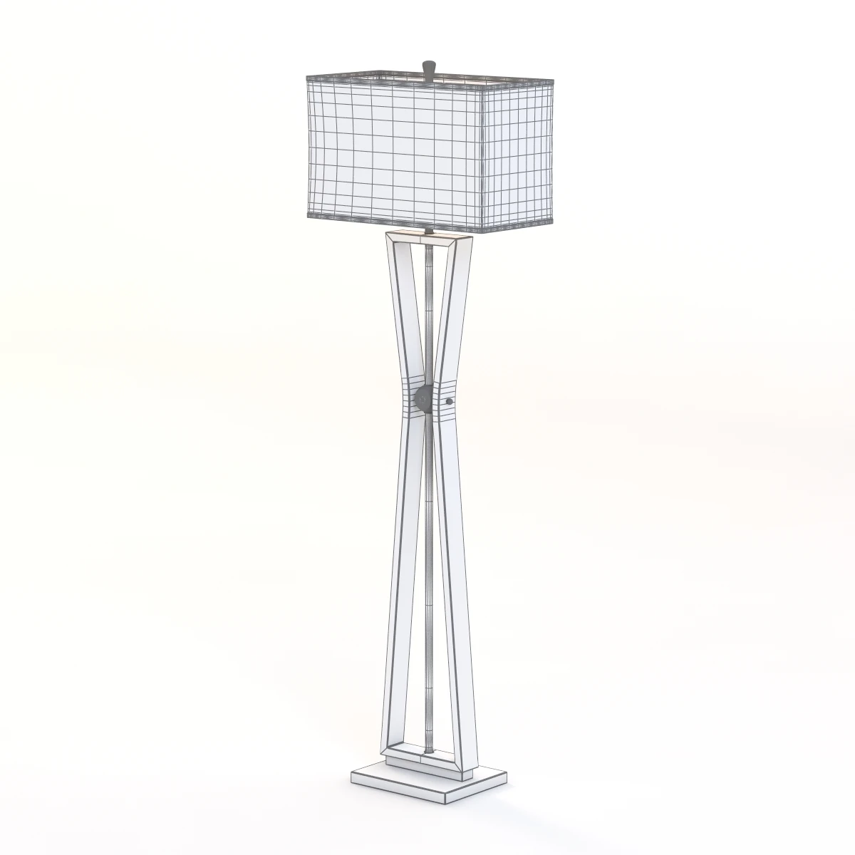 Benzara Classy Styled Wood Stainless Steel Floor Lamp 3D Model_08