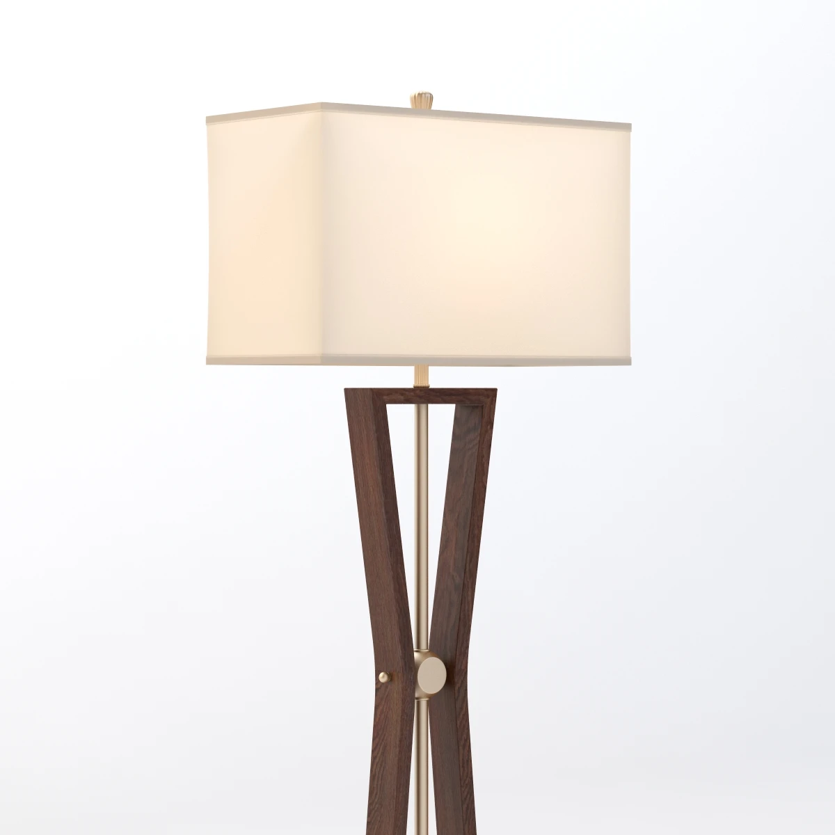 Benzara Classy Styled Wood Stainless Steel Floor Lamp 3D Model_06