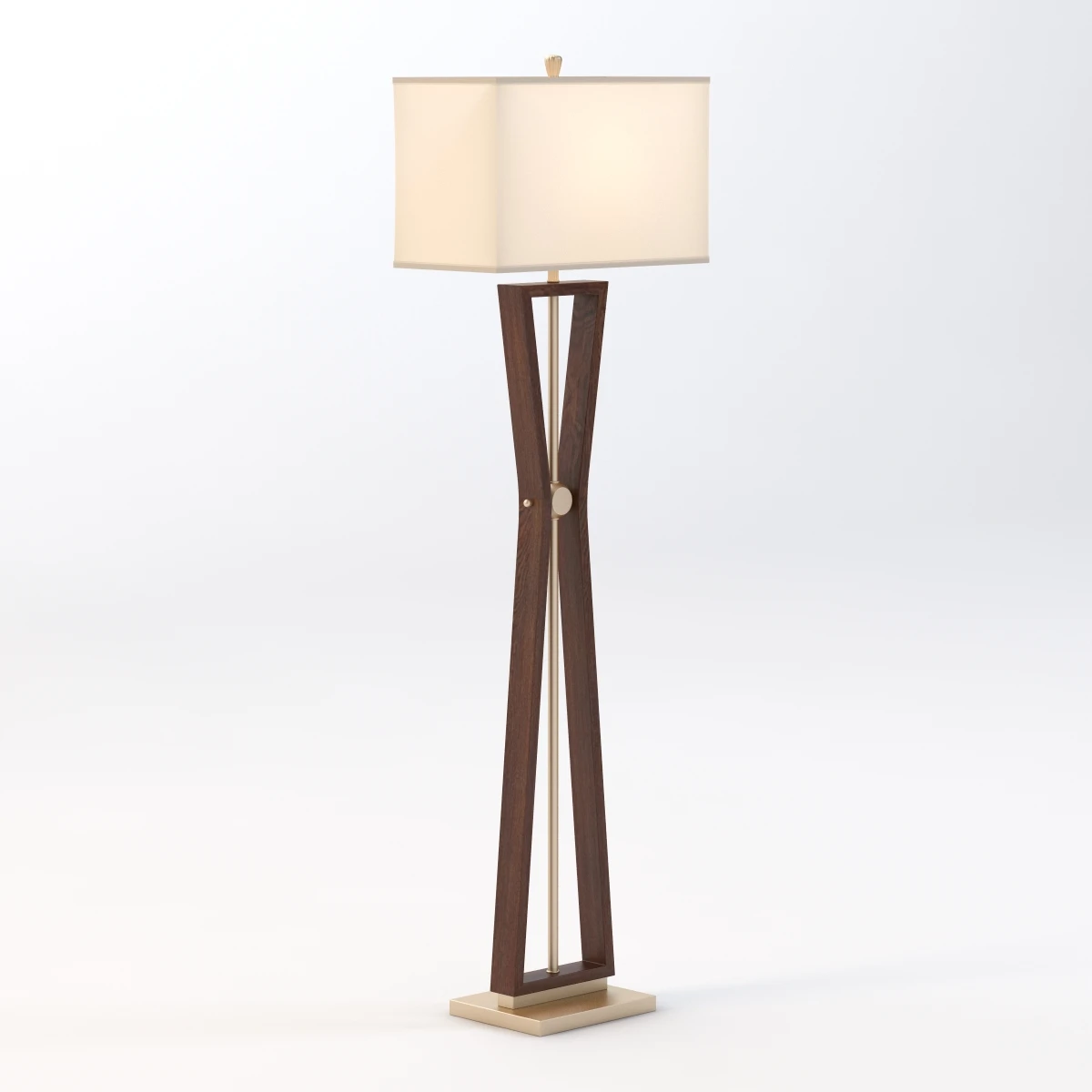 Benzara Classy Styled Wood Stainless Steel Floor Lamp 3D Model_07