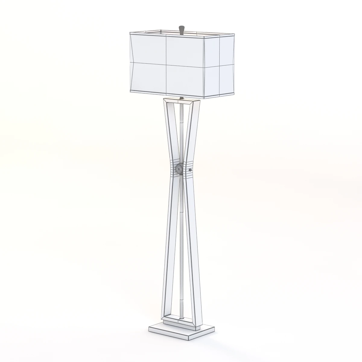 Benzara Classy Styled Wood Stainless Steel Floor Lamp 3D Model_09