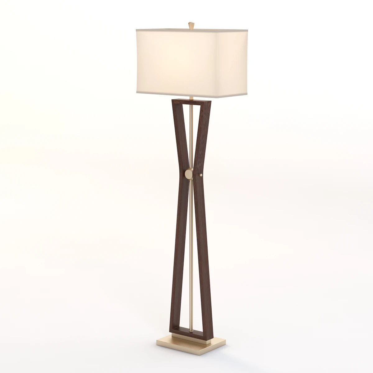 Benzara Classy Styled Wood Stainless Steel Floor Lamp 3D Model_03