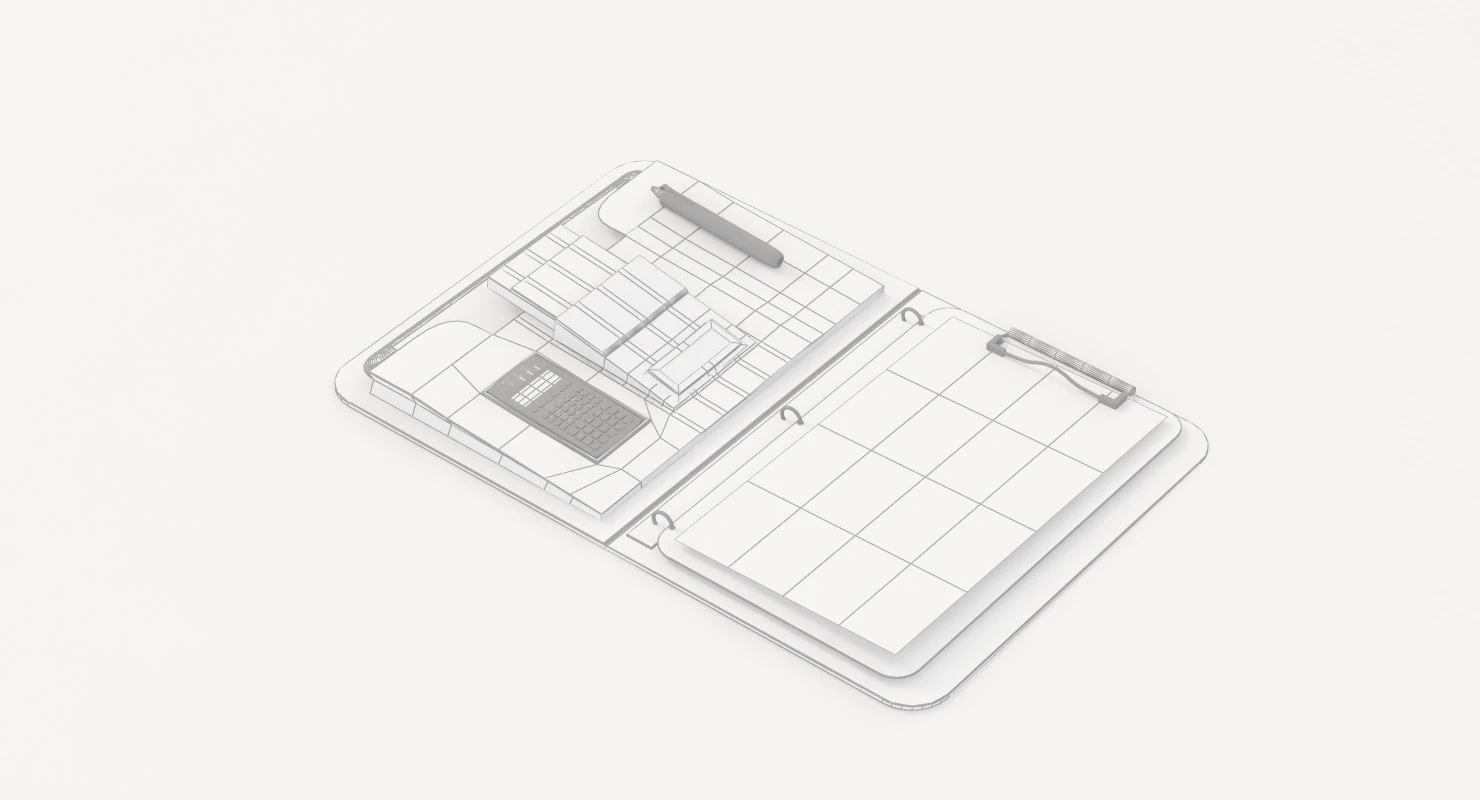 Designer 3 Ring Binder Portfolio Case 3D Model_014