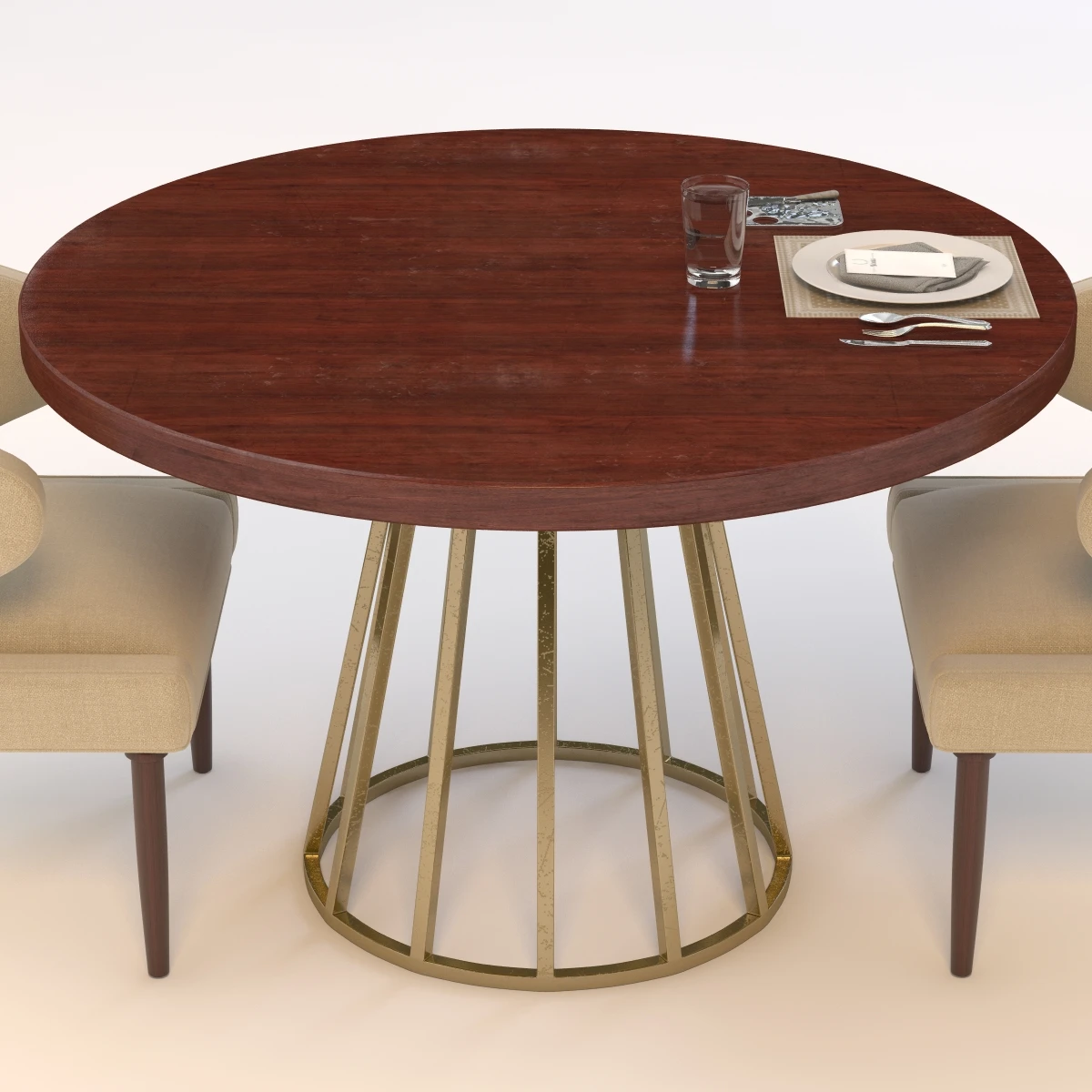 Dining Table Set 3D Model_09