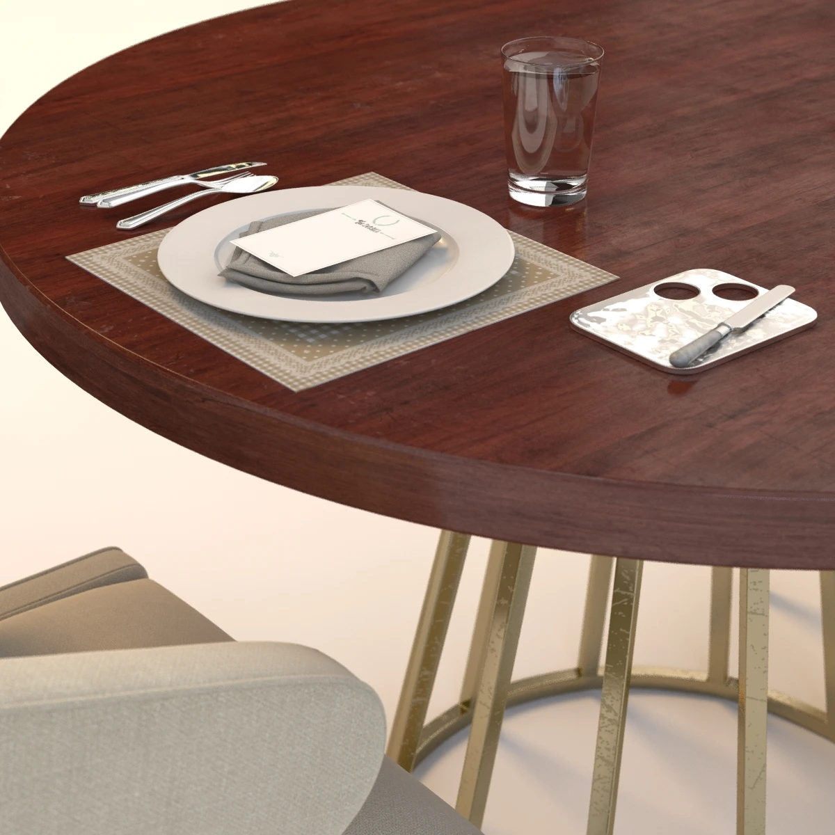 Dining Table Set 3D Model_05
