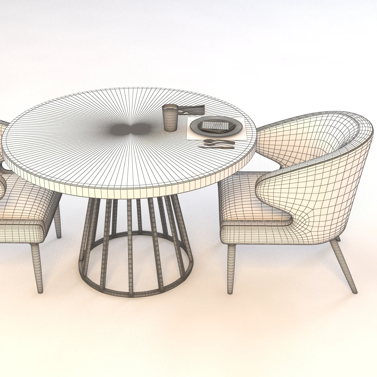 Dining Table Set 3D Model_012
