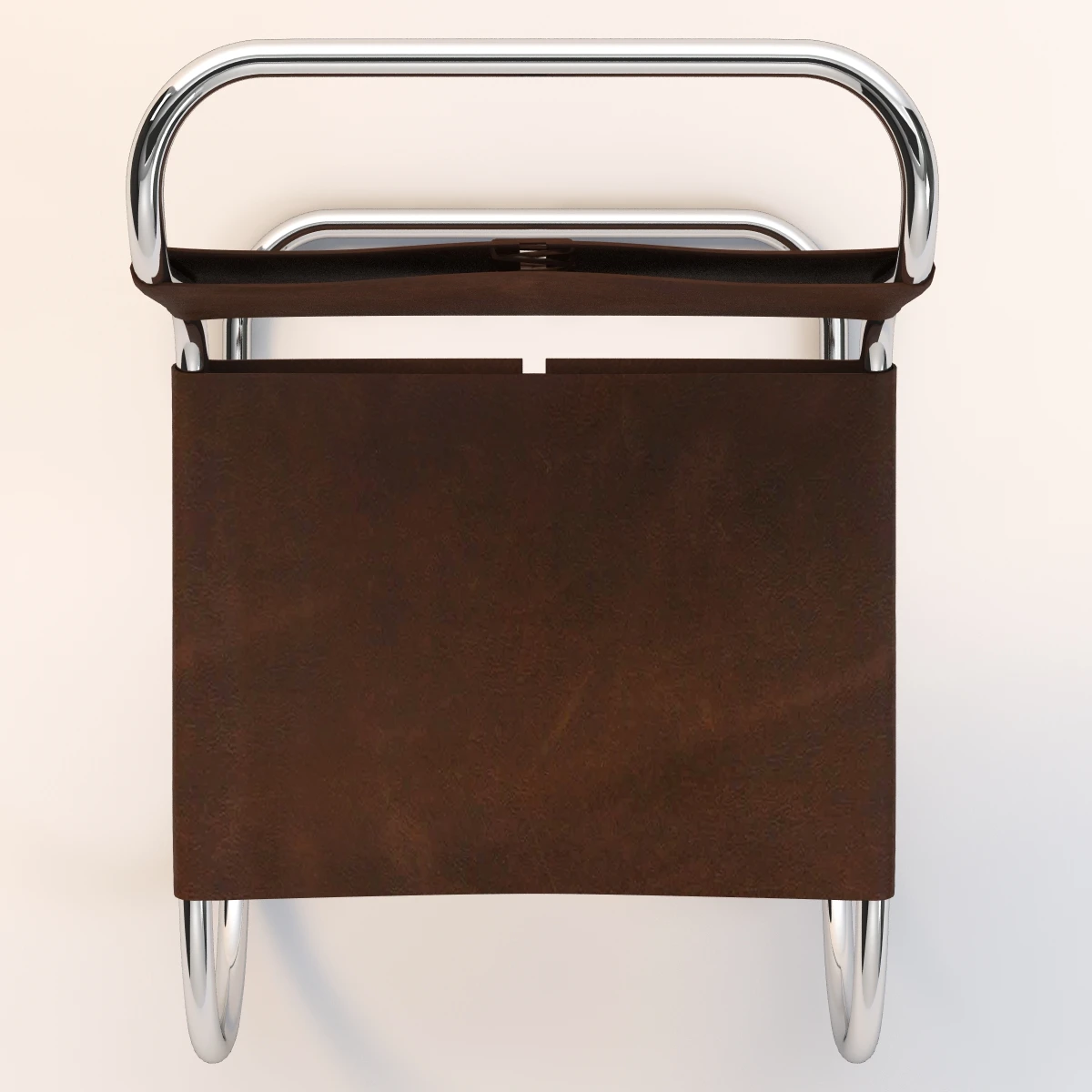 Brown Leather Chair With Chrome Cantilevered Base 3D Model_06